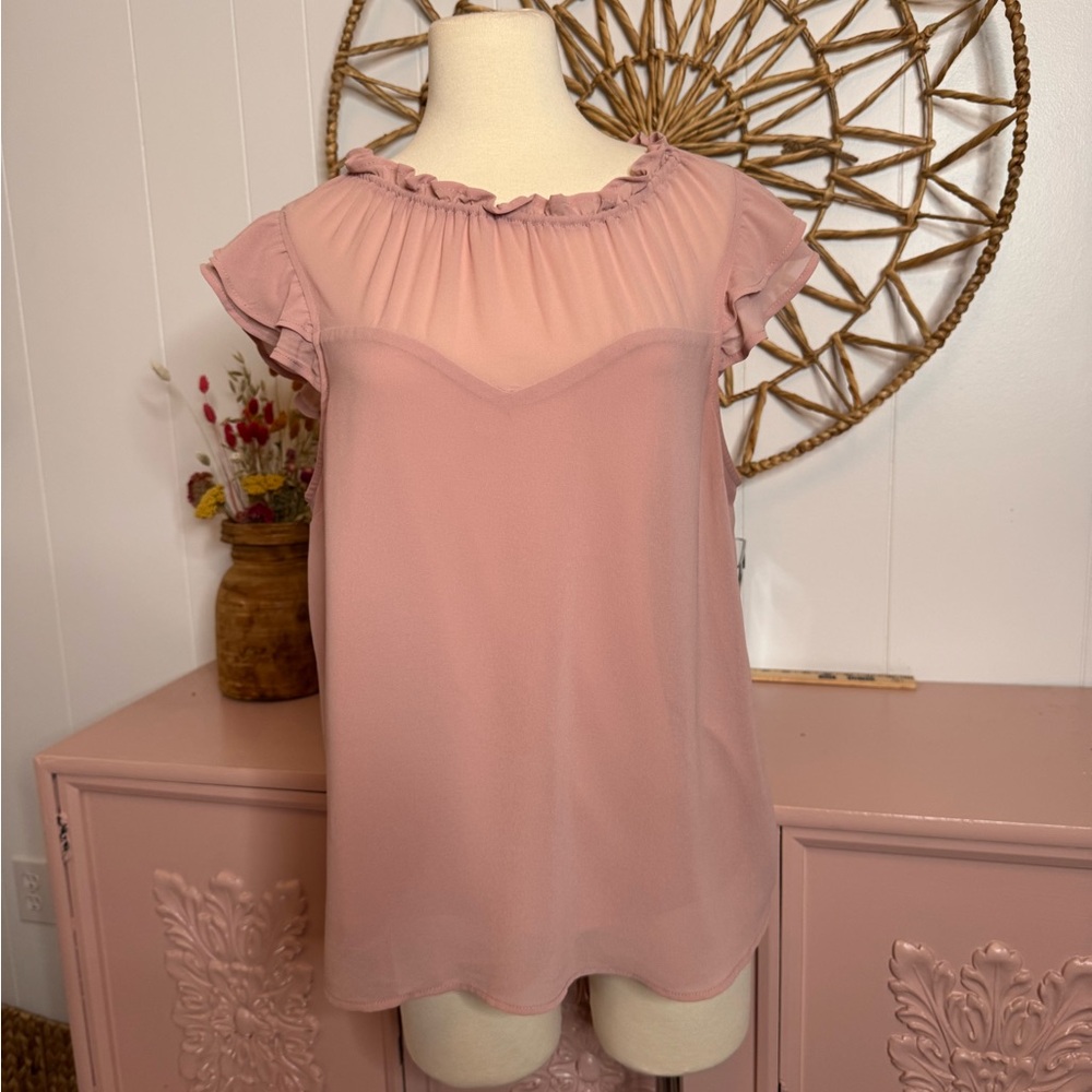 Monteau Dusty Pink‎ Blouse with Ruffle Detail